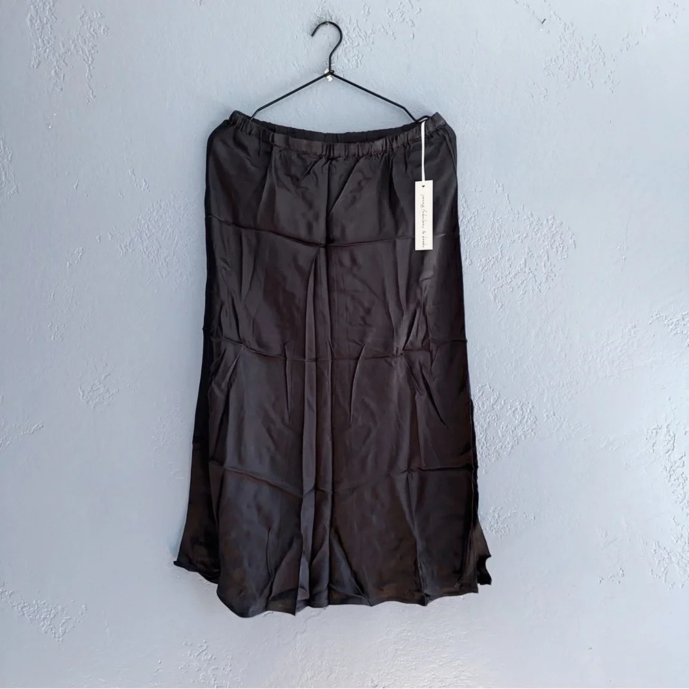 Young Fabulous & Broke Black Satin Slip Skirt Size Medium